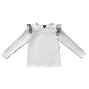 NEW LITTLE OLIN kids silver ruffle top in white